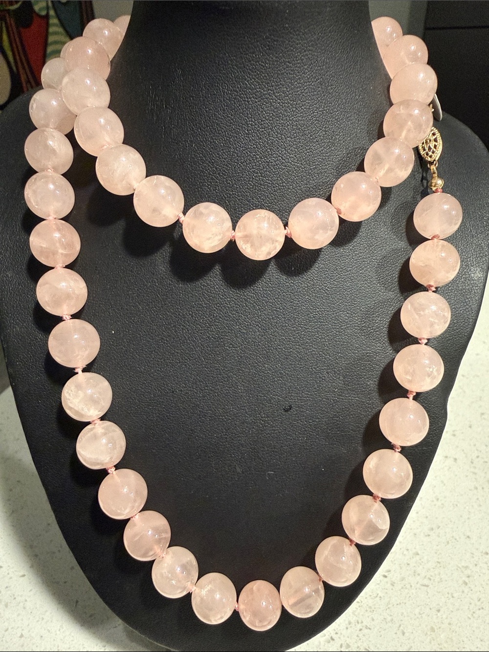 Vintage Rose Quartz Beaded Necklace - Pink Gemstone Women’s Jewelry